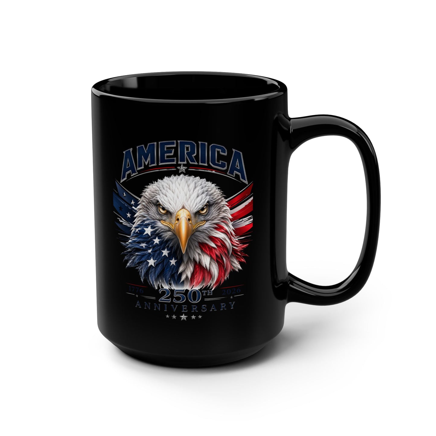 America 250th Anniversary Black Mug, 15oz