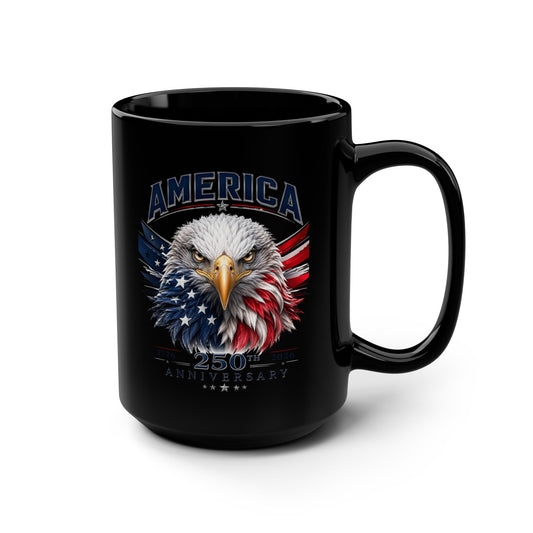 America 250th Anniversary Black Mug, 15oz
