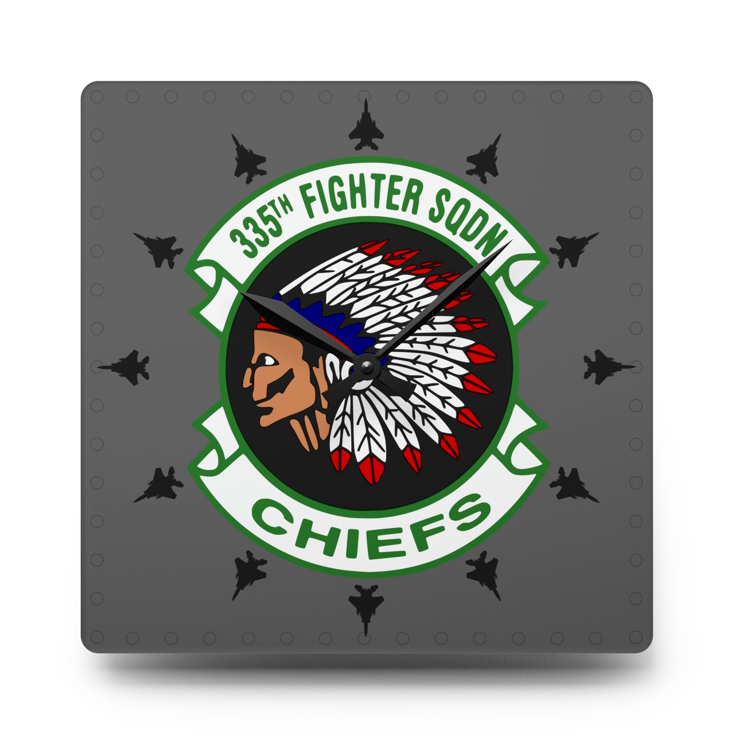 335FS "Chiefs" Acrylic Wall Clock, Round or Square Options