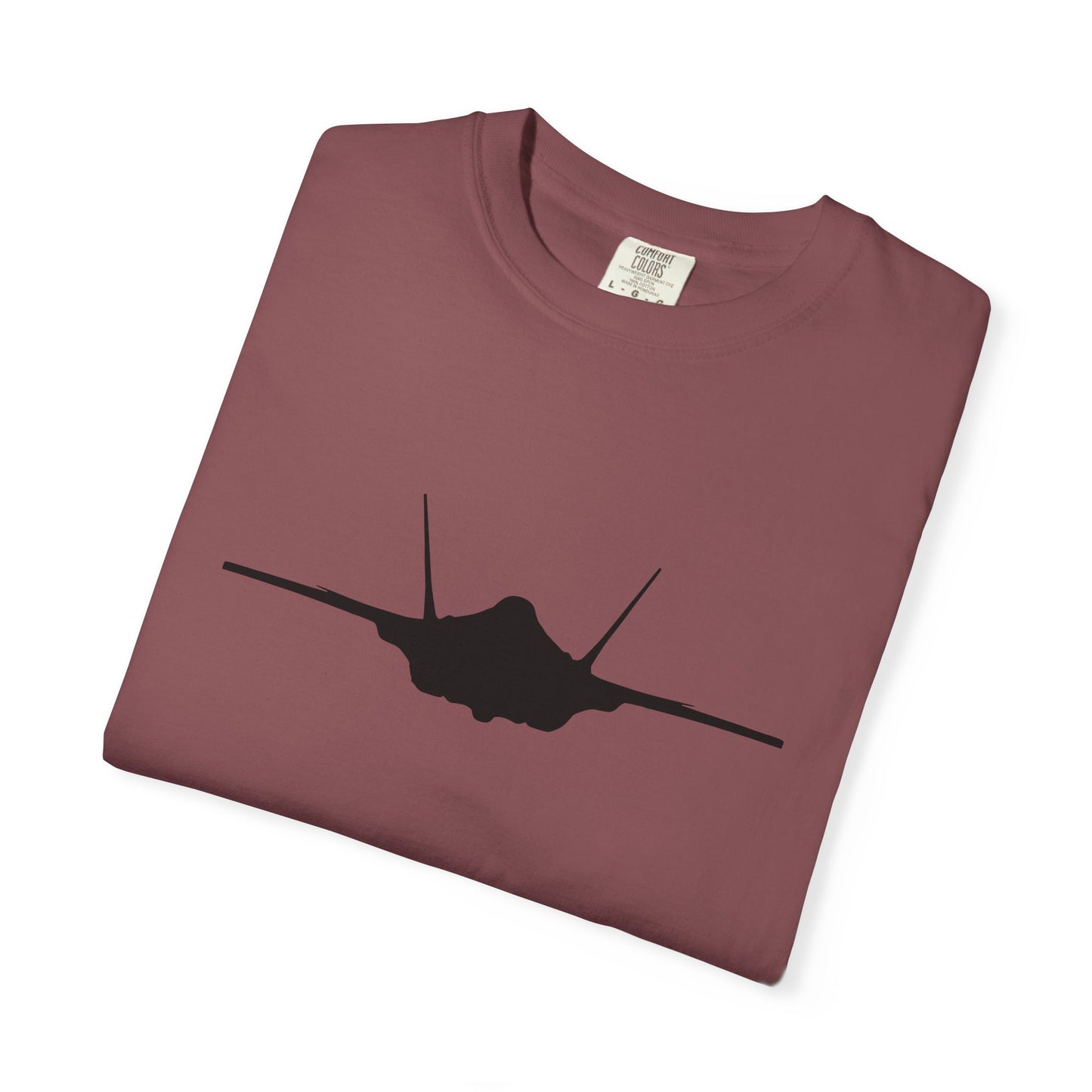 F-35A Front Silhouette Comfort Colors Unisex T-Shirt with Airplane Design, Casual Wear, Gift for Pilots, Aviation Lovers, Travel Enthusiasts, Plane Spotting