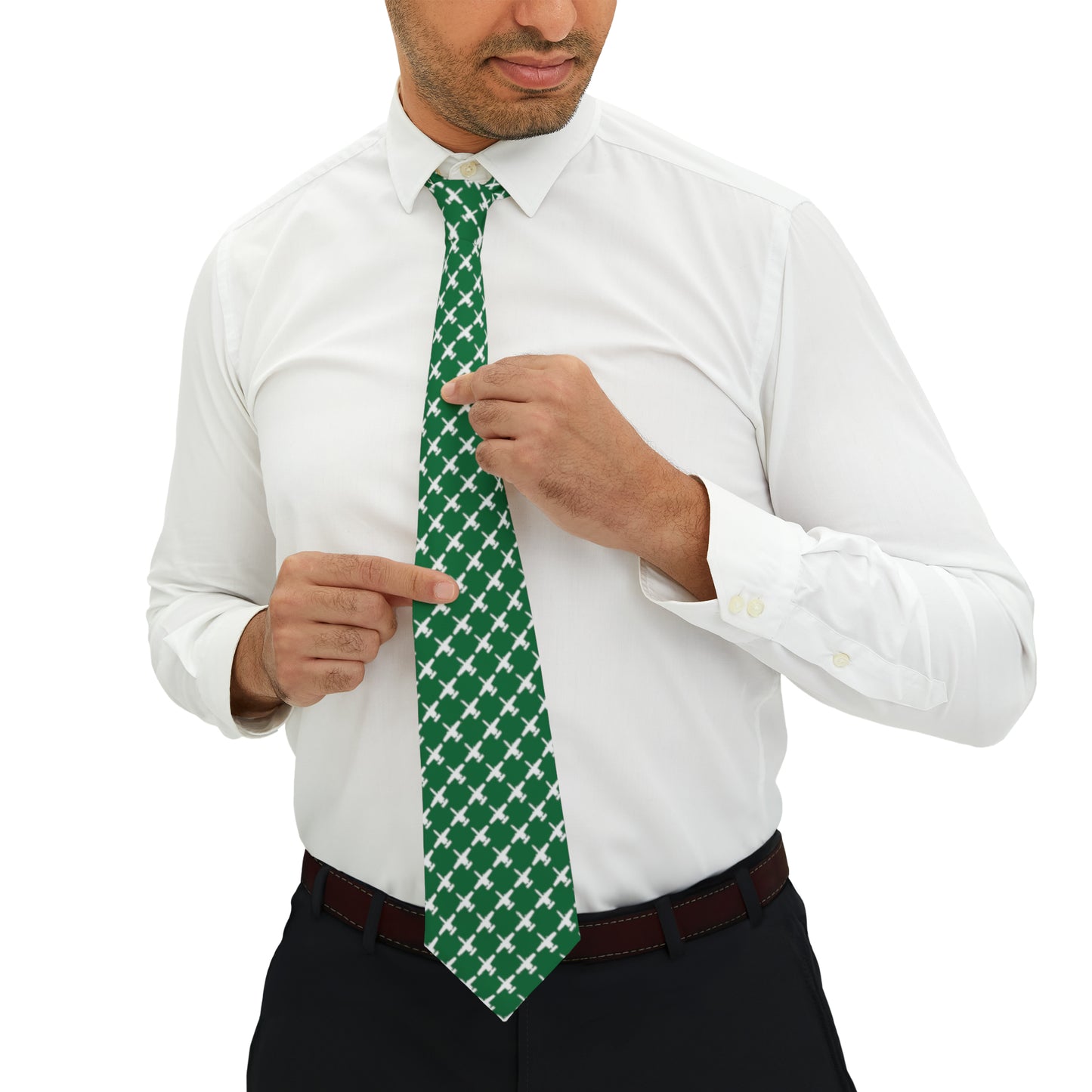 A-10 Necktie, Green/White