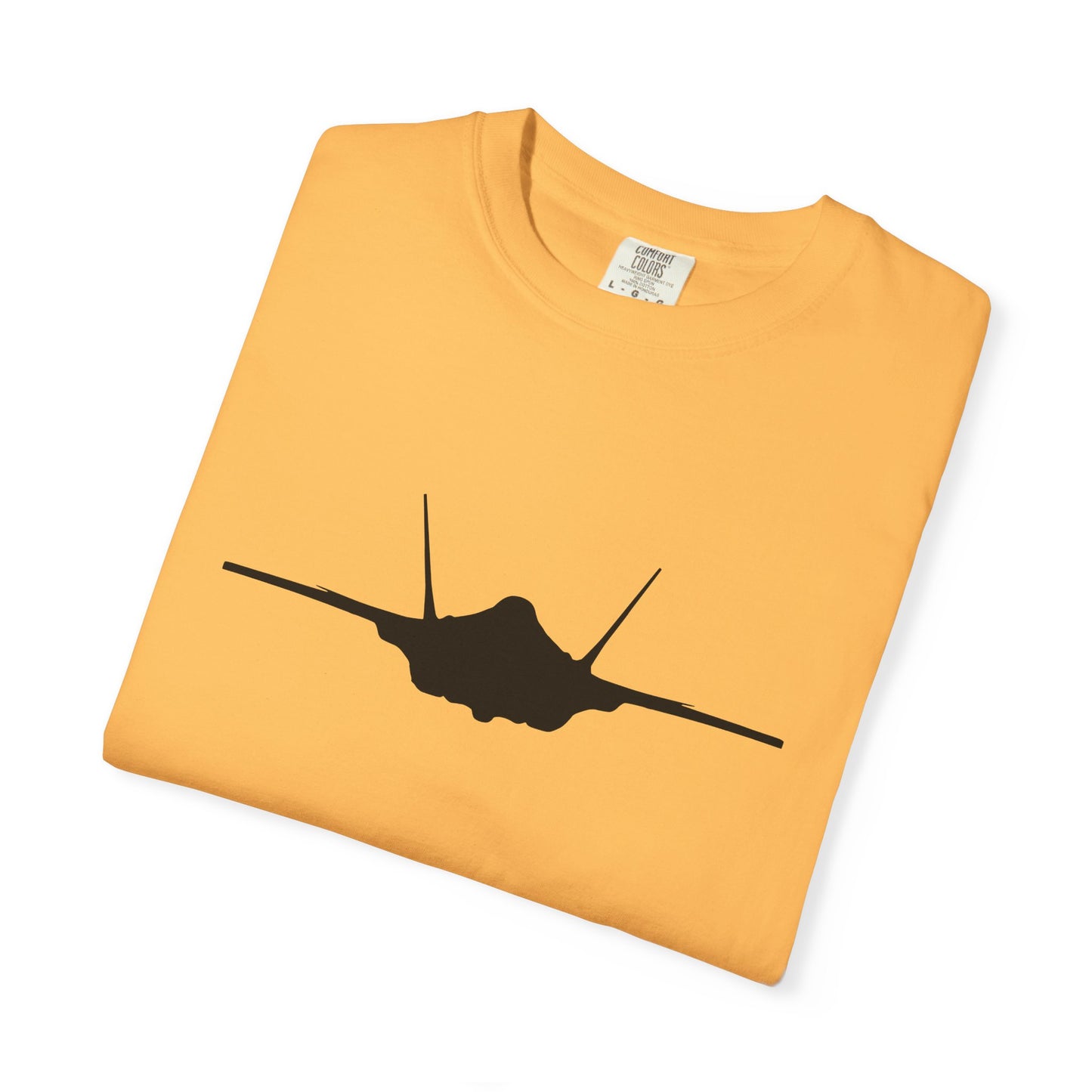 F-35A Front Silhouette Comfort Colors Unisex T-Shirt with Airplane Design, Casual Wear, Gift for Pilots, Aviation Lovers, Travel Enthusiasts, Plane Spotting