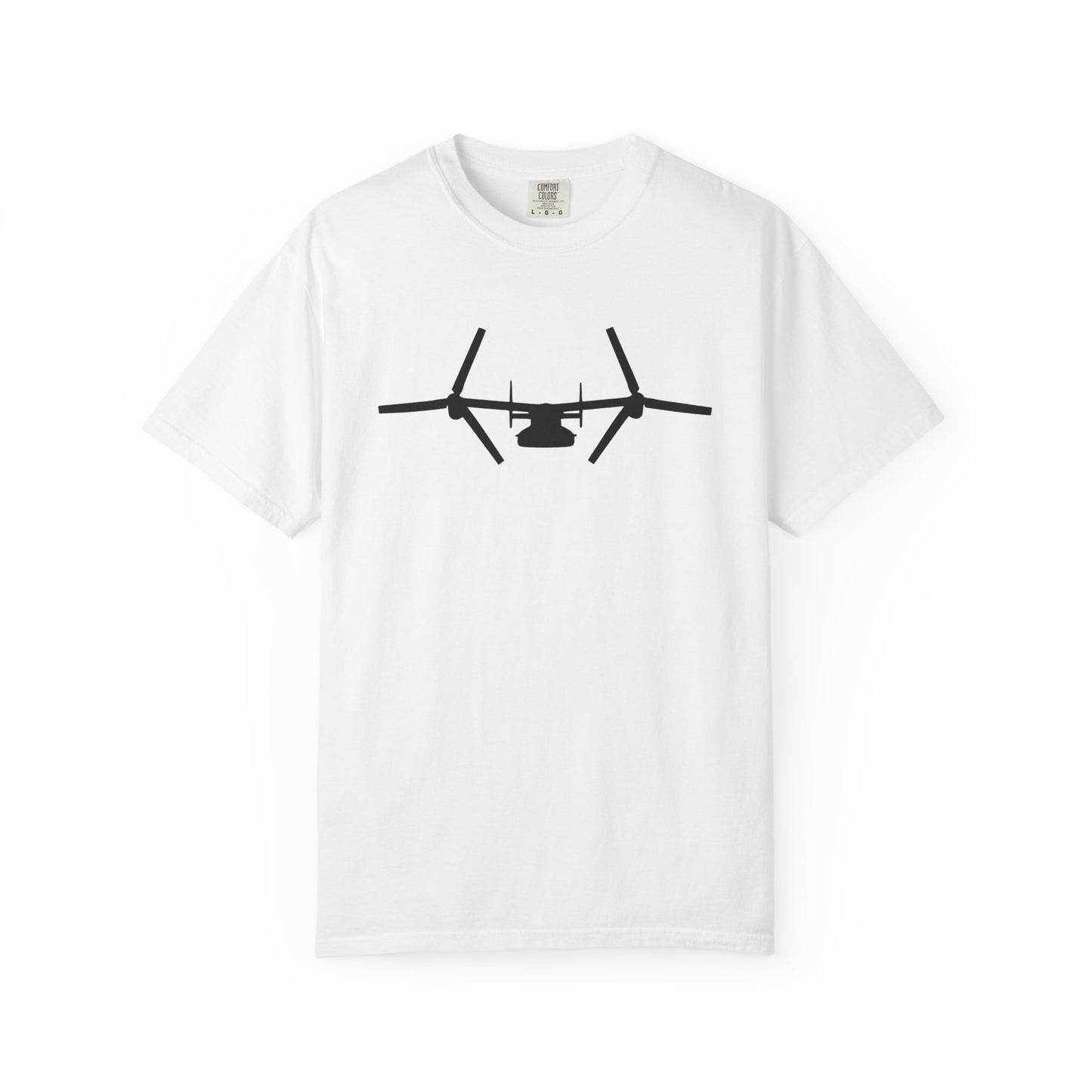 V-22 Front Silhouette Comfort Colors Unisex T-Shirt with Airplane Design, Casual Wear, Gift for Pilots, Aviation Lovers, Travel Enthusiasts, Plane Spotting
