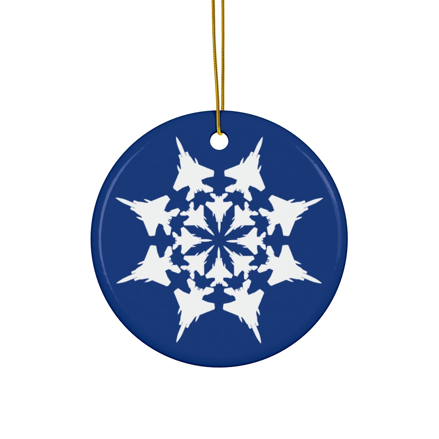 F-15 Snowflake Ceramic Ornament, 2.76"