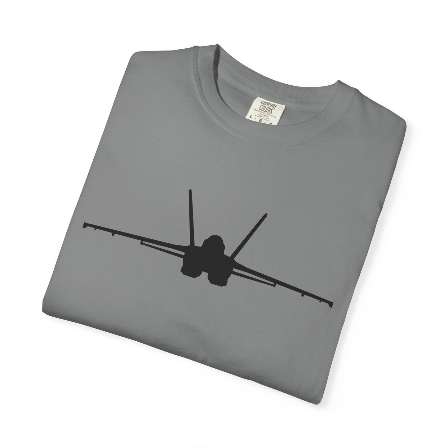 F/A-18 Front Silhouette Comfort Colors Unisex T-Shirt with Airplane Design, Casual Wear, Gift for Pilots, Aviation Lovers, Travel Enthusiasts, Plane Spotting