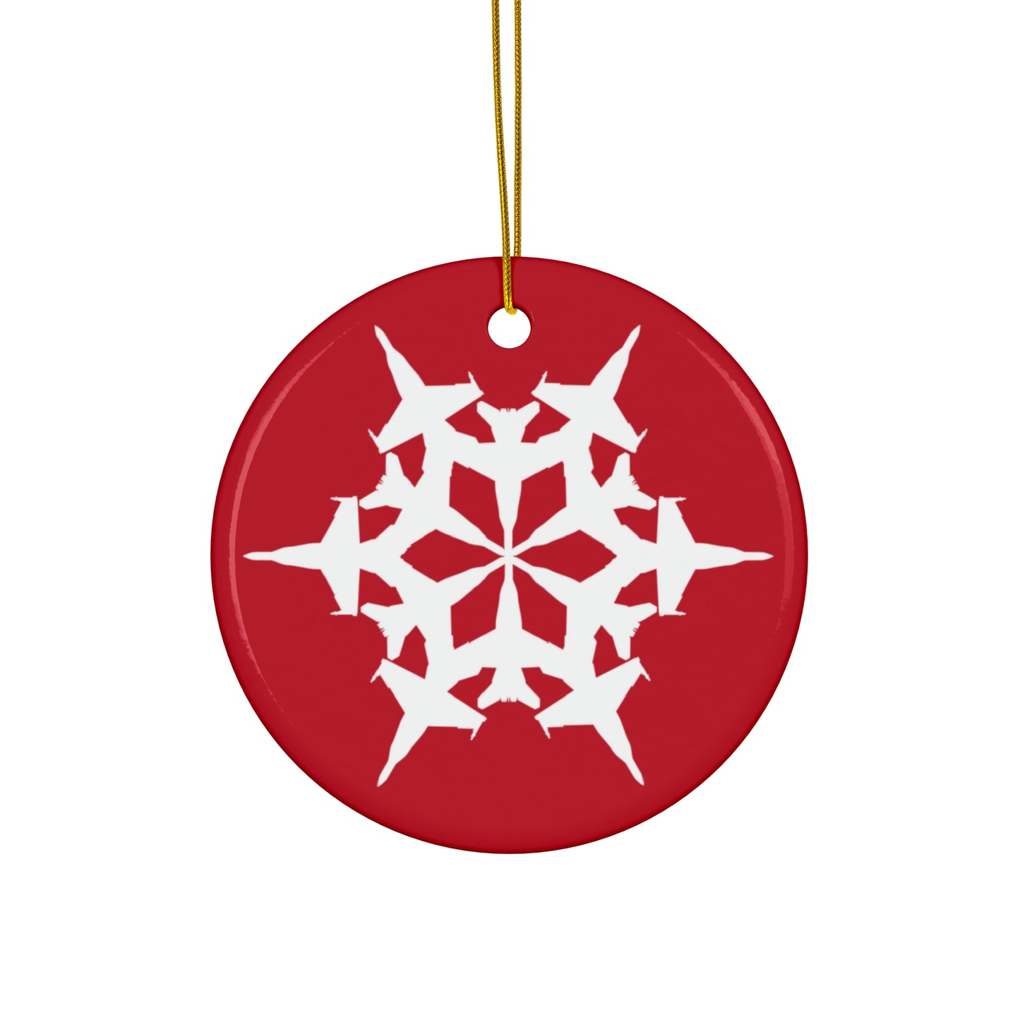 F/A-18E/F Snowflake Ceramic Ornament, 2.76", Red