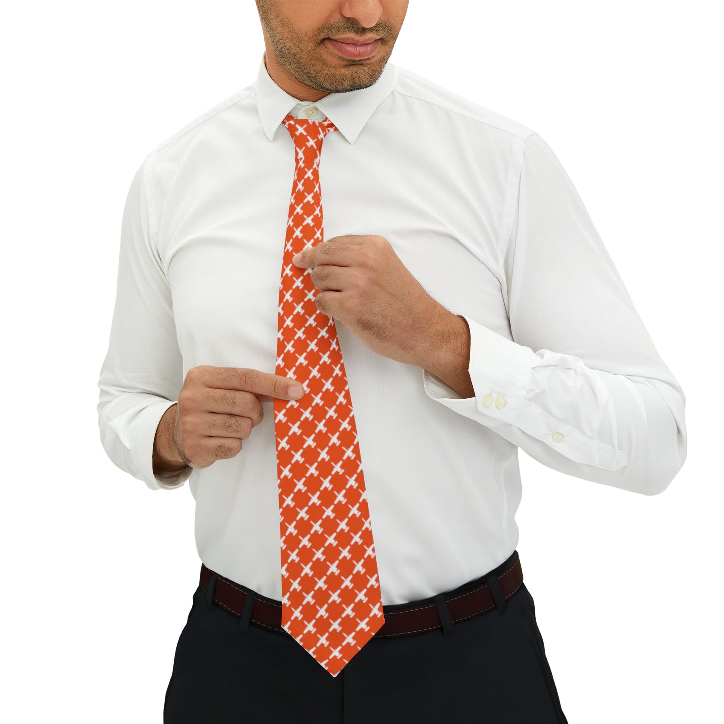 A-10 Necktie, Orange/White