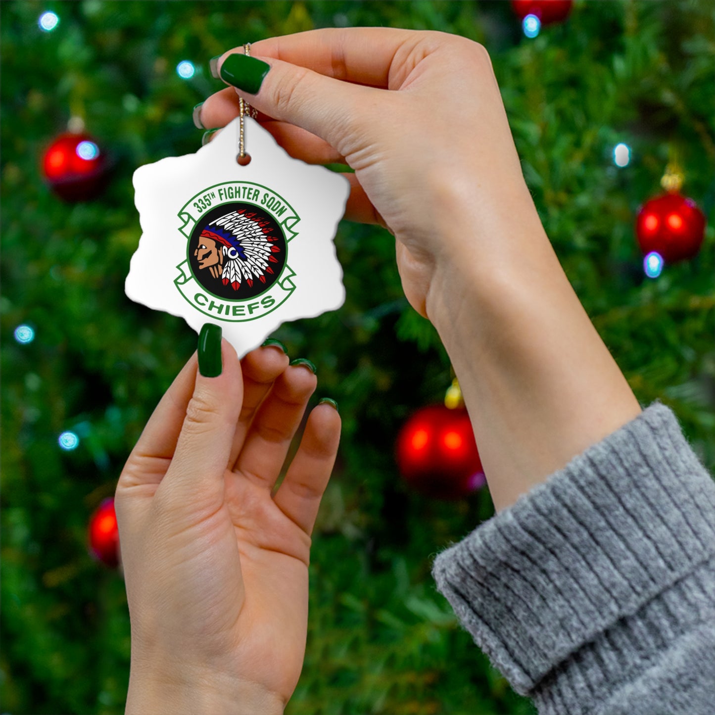 335FS "Chiefs" Ceramic Ornament, Circle or Snowflake Shape