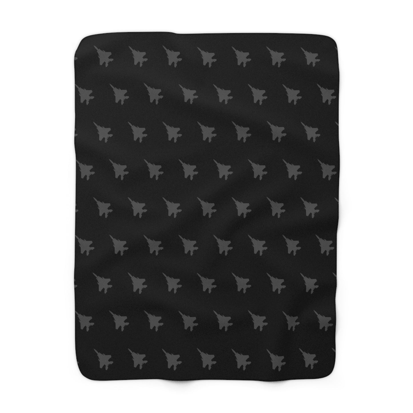 F-15E Pattern Sherpa Fleece Blanket, Black