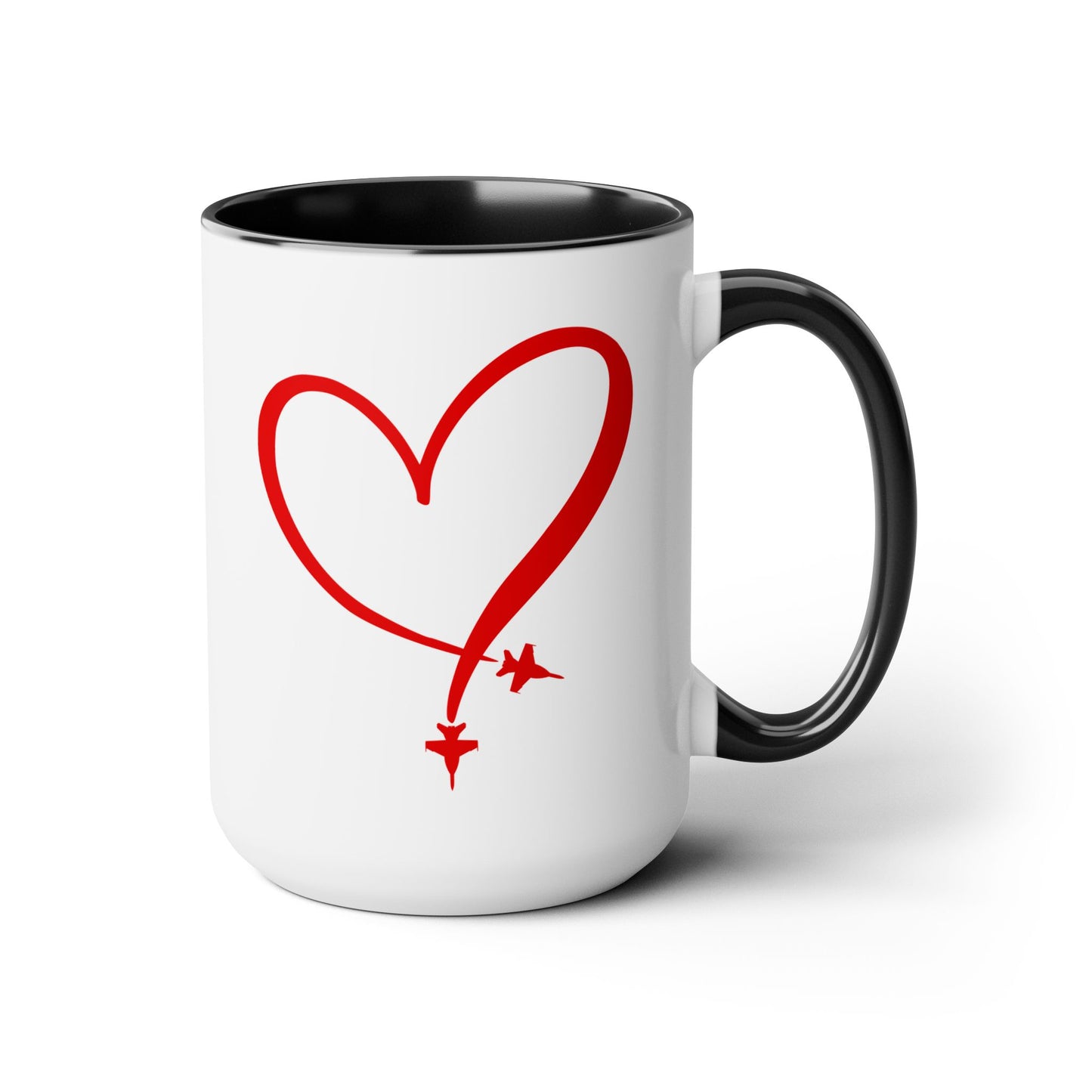 F-18 Two-Tone Heart Contrail Coffee Mugs, 15oz