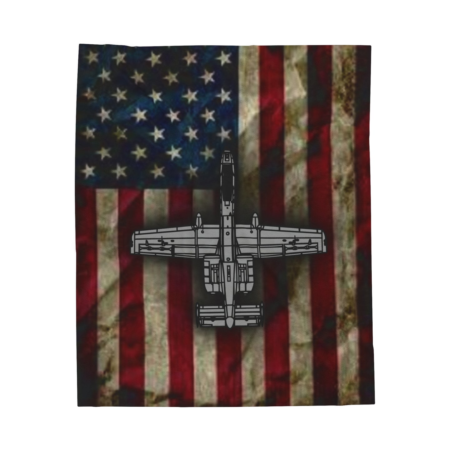 A-10 Old Glory Velveteen Plush Blanket, 3 Sizes