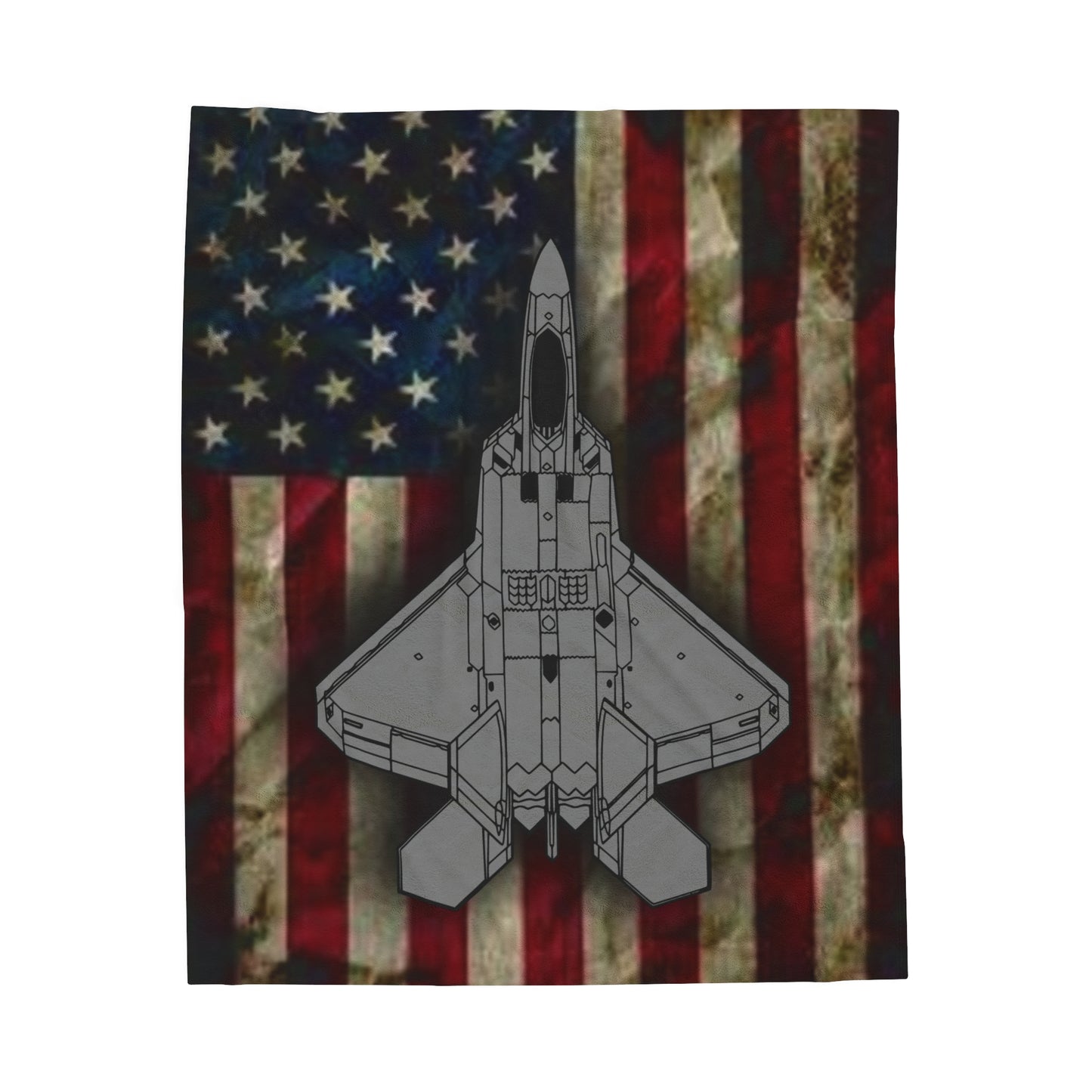 F-22 Old Glory Velveteen Plush Blanket, 3 Sizes