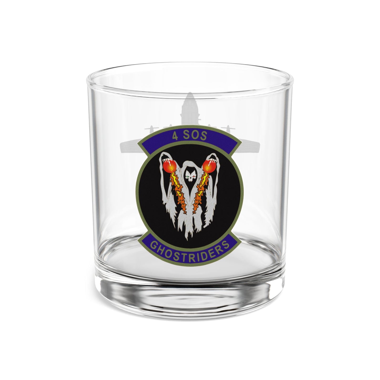 4SOS "Ghostriders" Rocks Glass, 10oz with AC-130