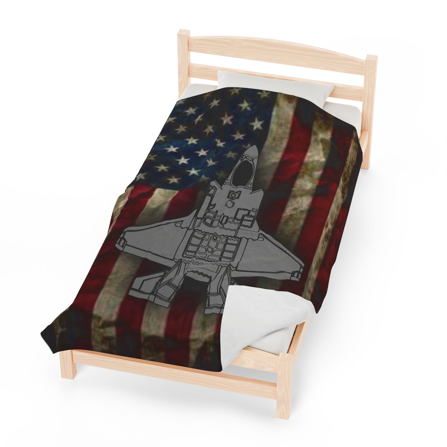 F-35A Old Glory Velveteen Plush Blanket, 3 Sizes