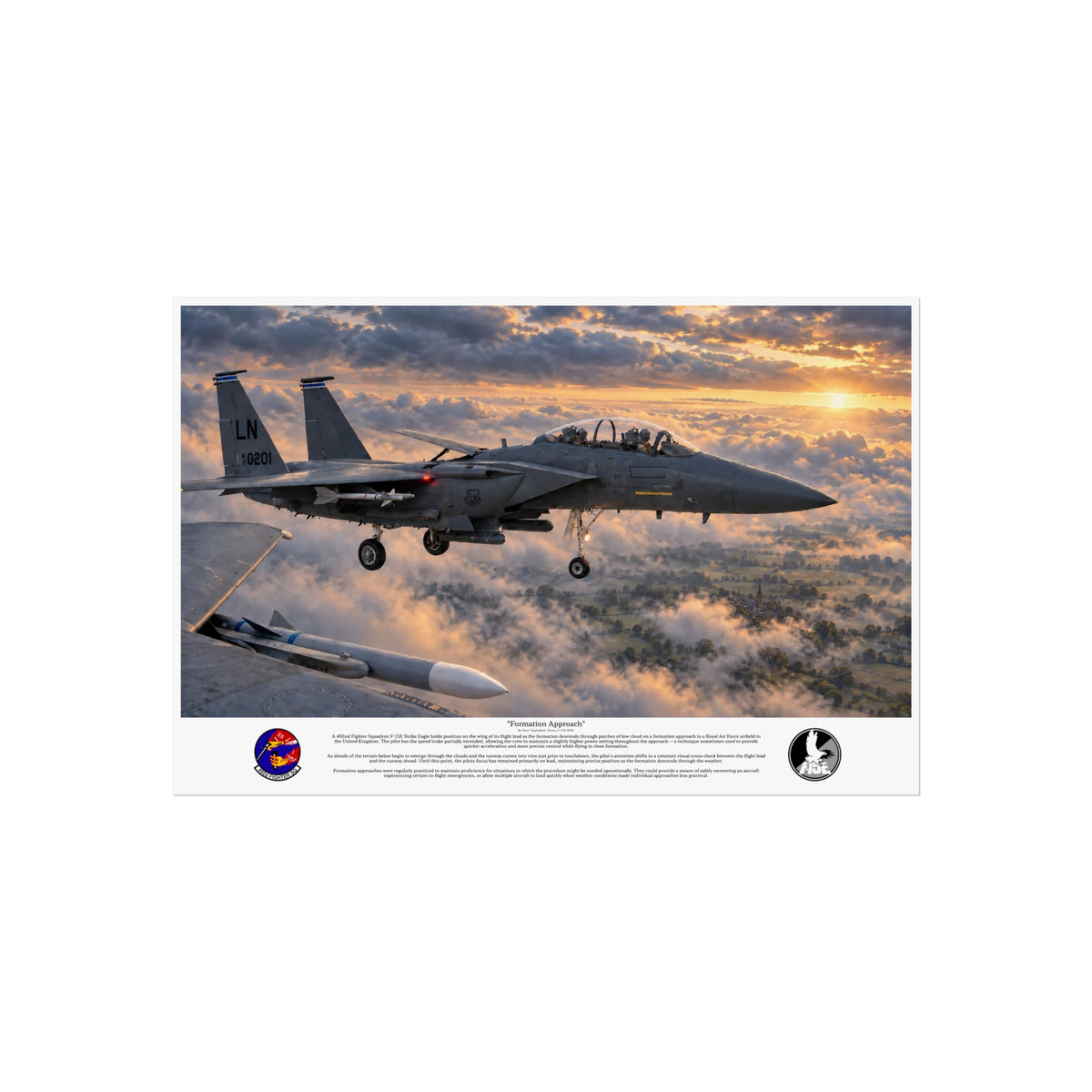 "Formation Approach" F-15E Strike Eagle Aviation Art Print | USAF Fighter Jet Wall Art | Military Aviation Artwork | Air Force Pilot & Veteran Gift
