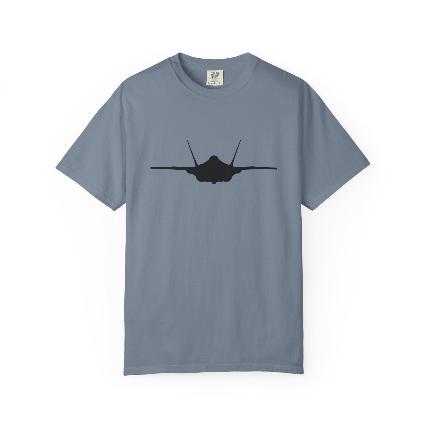 F-35A Front Silhouette Comfort Colors Unisex T-Shirt with Airplane Design, Casual Wear, Gift for Pilots, Aviation Lovers, Travel Enthusiasts, Plane Spotting