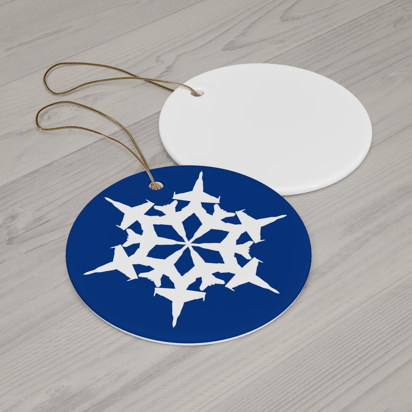 F/A-18E/F Snowflake Ceramic Ornament, 2.76"