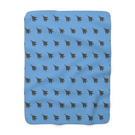 F-15E Sherpa Fleece Blanket, Light Blue