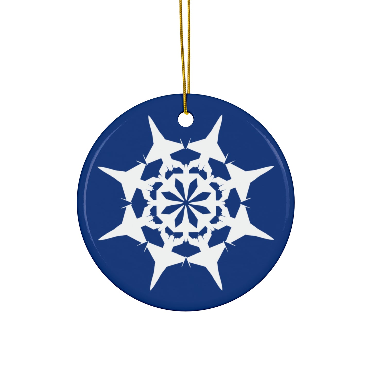 F-16 Snowflake Ceramic Ornament, 2.76"