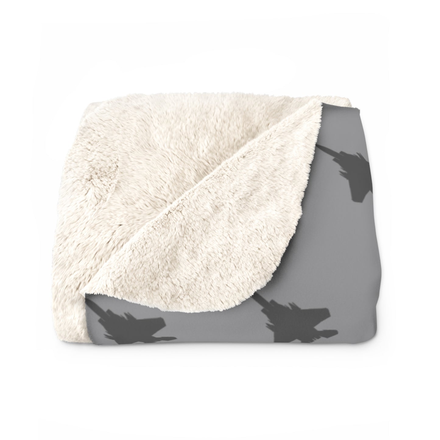 F-15E Pattern Sherpa Fleece Blanket, Grey