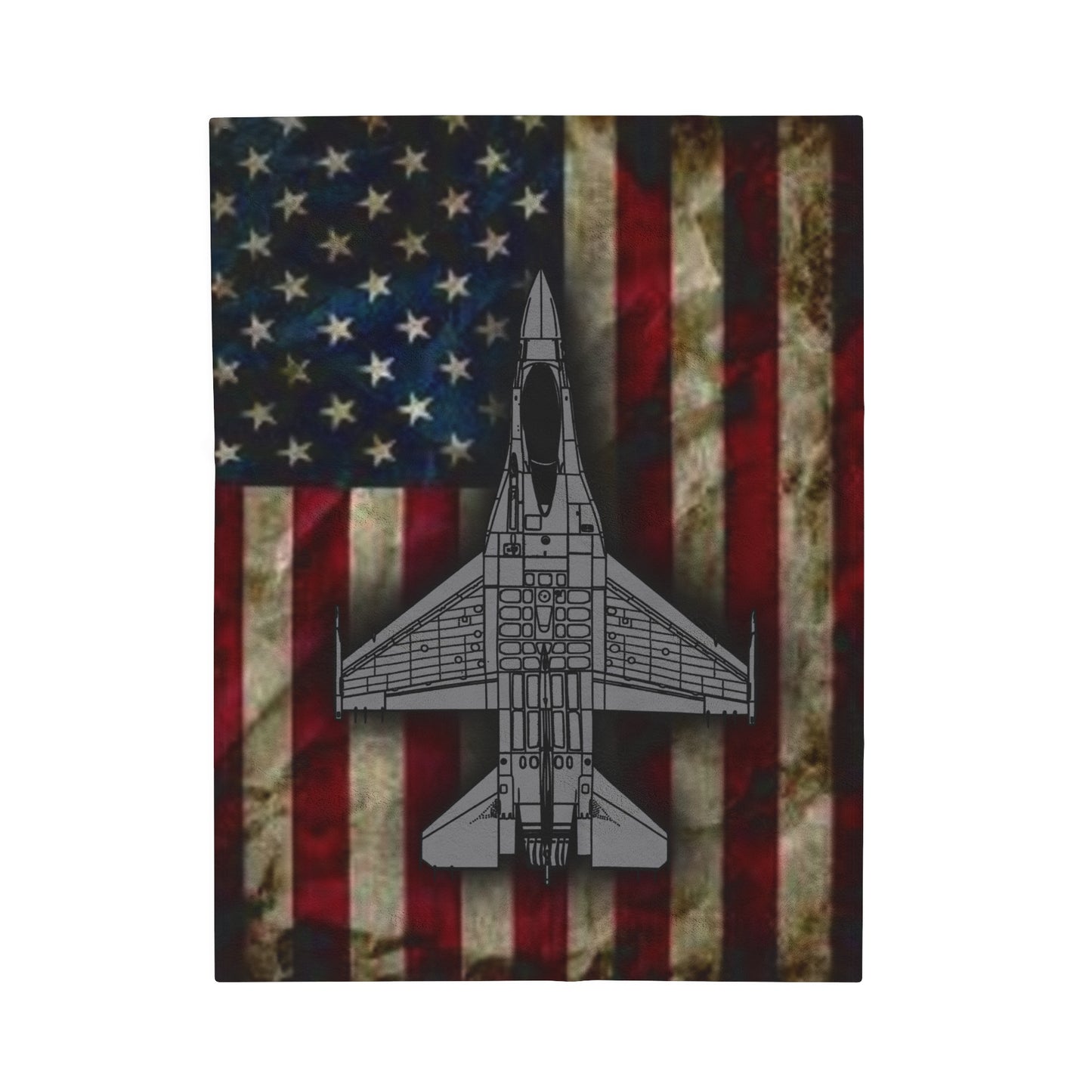 F-16 Old Glory Velveteen Plush Blanket, 3 Sizes