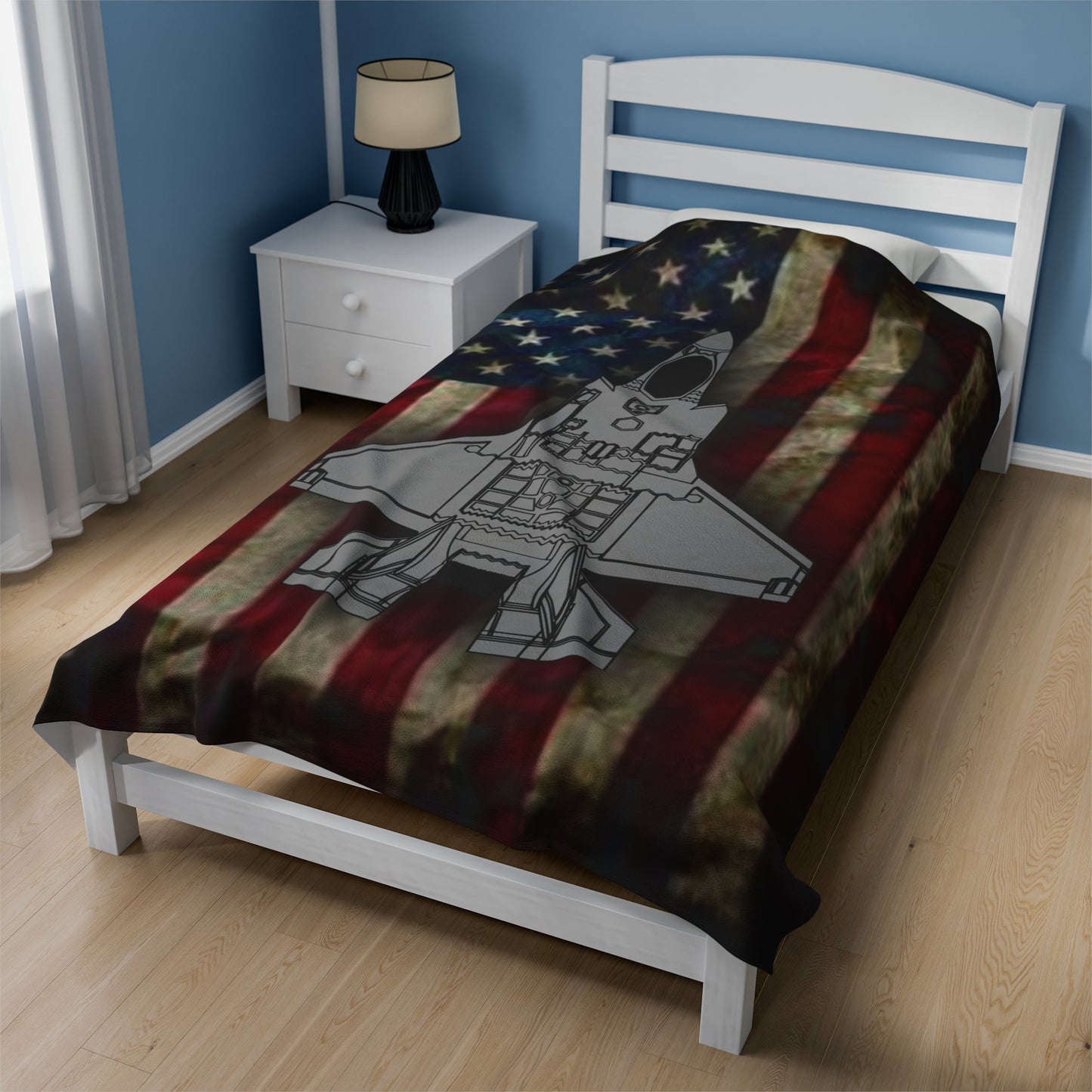 F-35A Old Glory Velveteen Plush Blanket, 3 Sizes