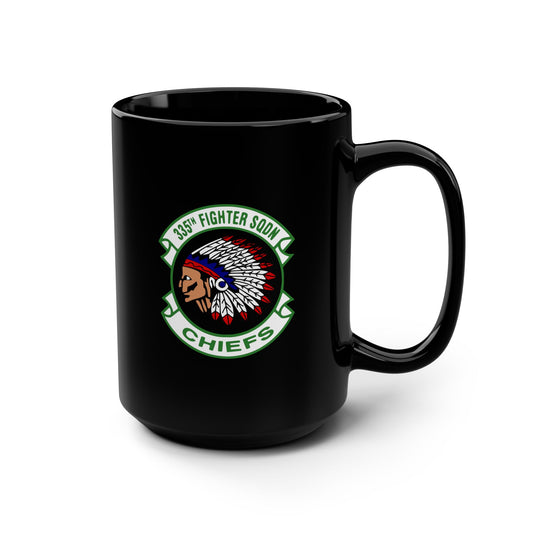 335FS & F-15E Front Silhouette Black Mug, 15oz