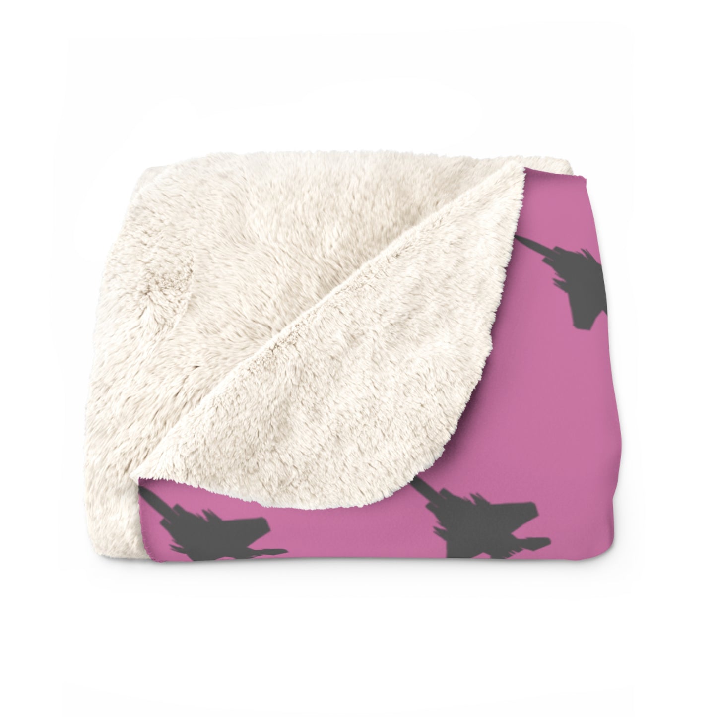 F-15E Pattern Sherpa Fleece Blanket, Pink