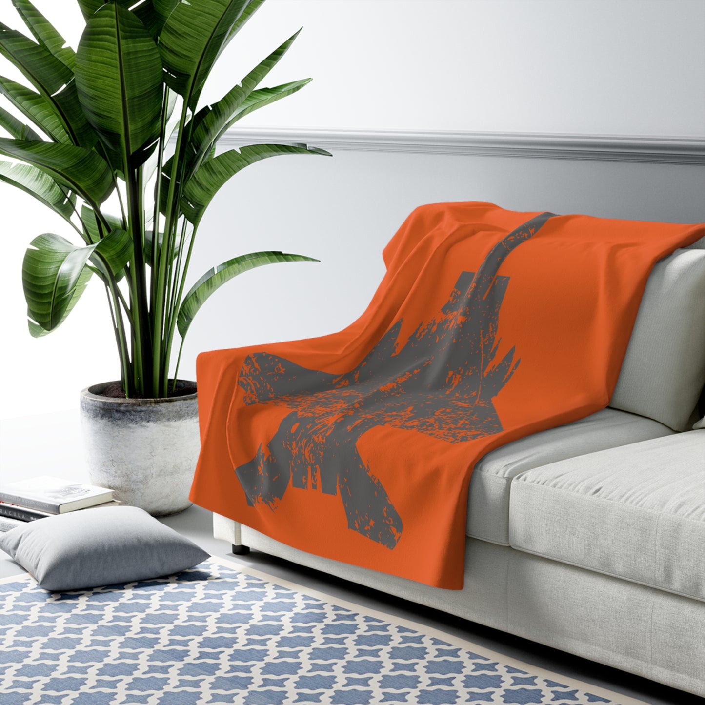 Orange Sherpa Blanket with F-15E Silhouette Graphic