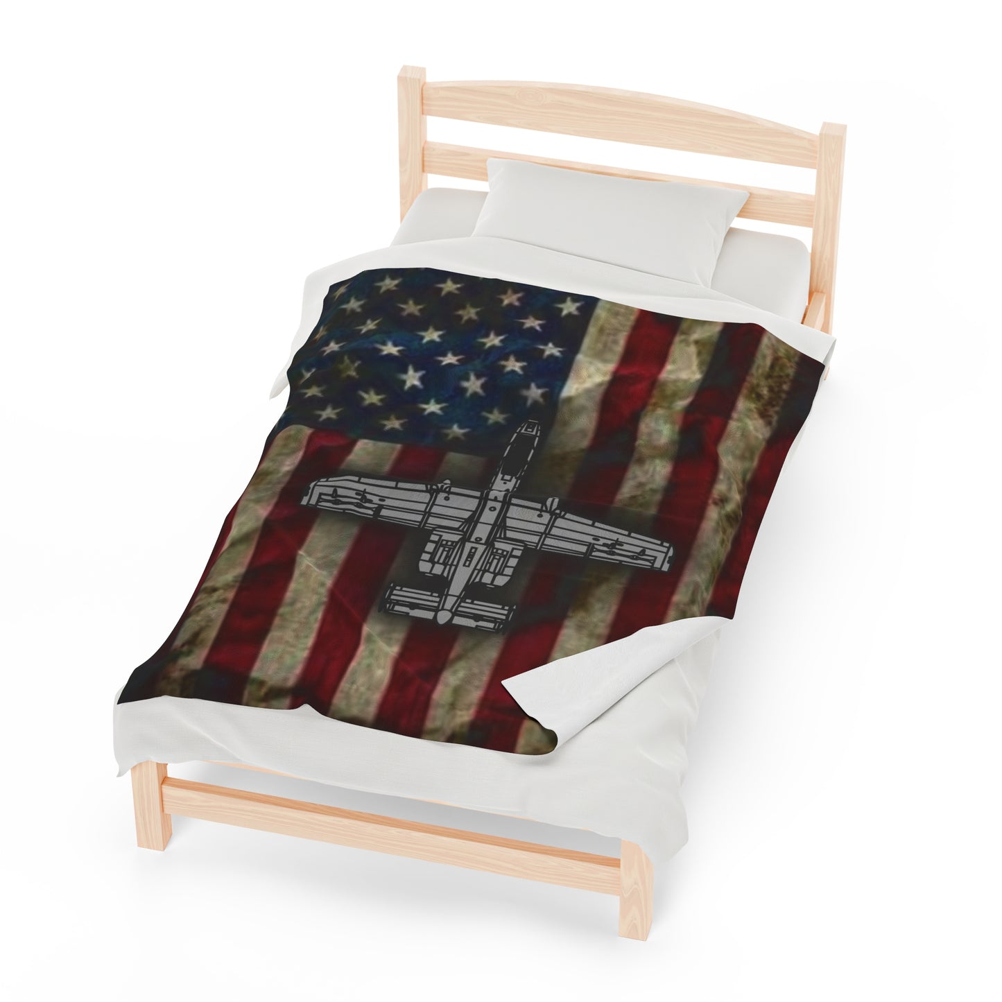 A-10 Old Glory Velveteen Plush Blanket, 3 Sizes