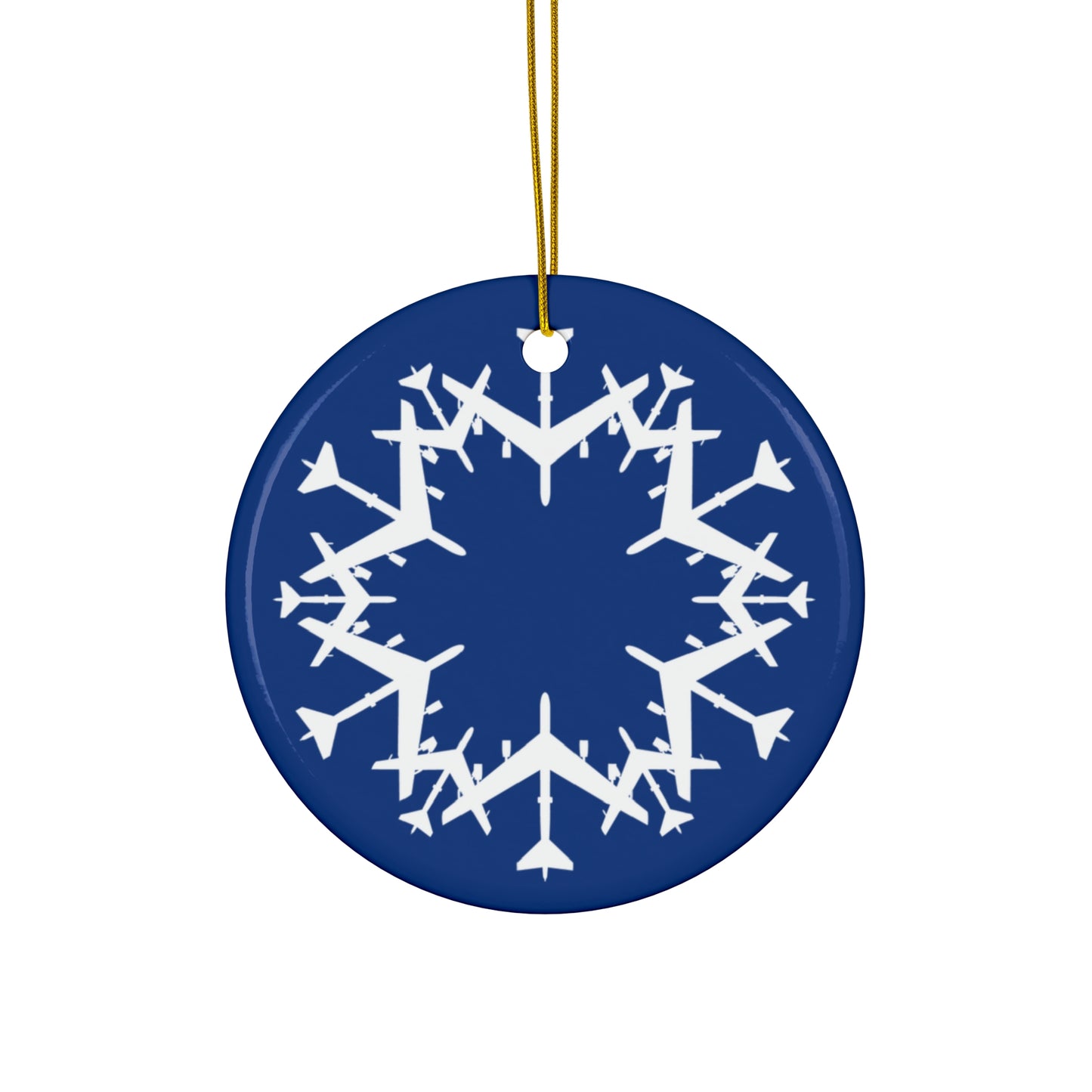 B-52H Snowflake Ceramic Ornament, 2.76", Blue