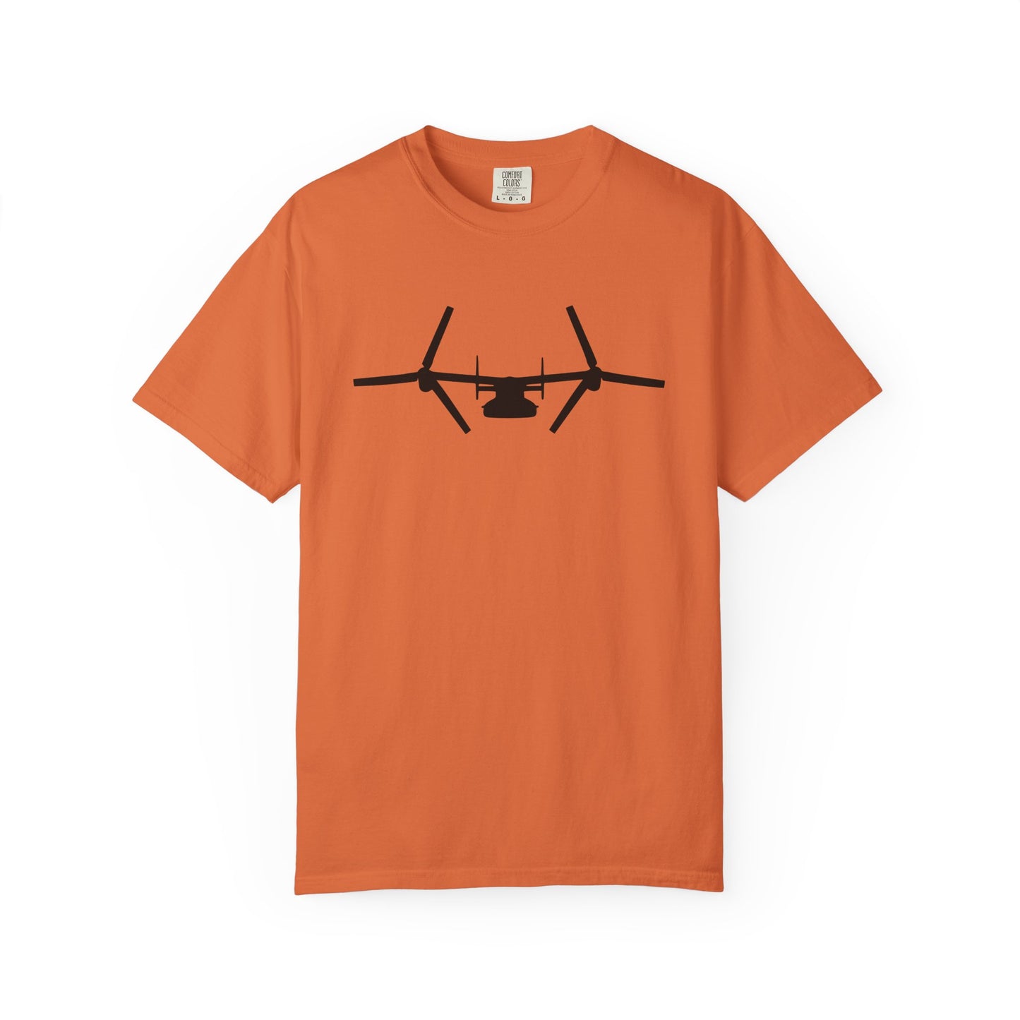 V-22 Front Silhouette Comfort Colors Unisex T-Shirt with Airplane Design, Casual Wear, Gift for Pilots, Aviation Lovers, Travel Enthusiasts, Plane Spotting