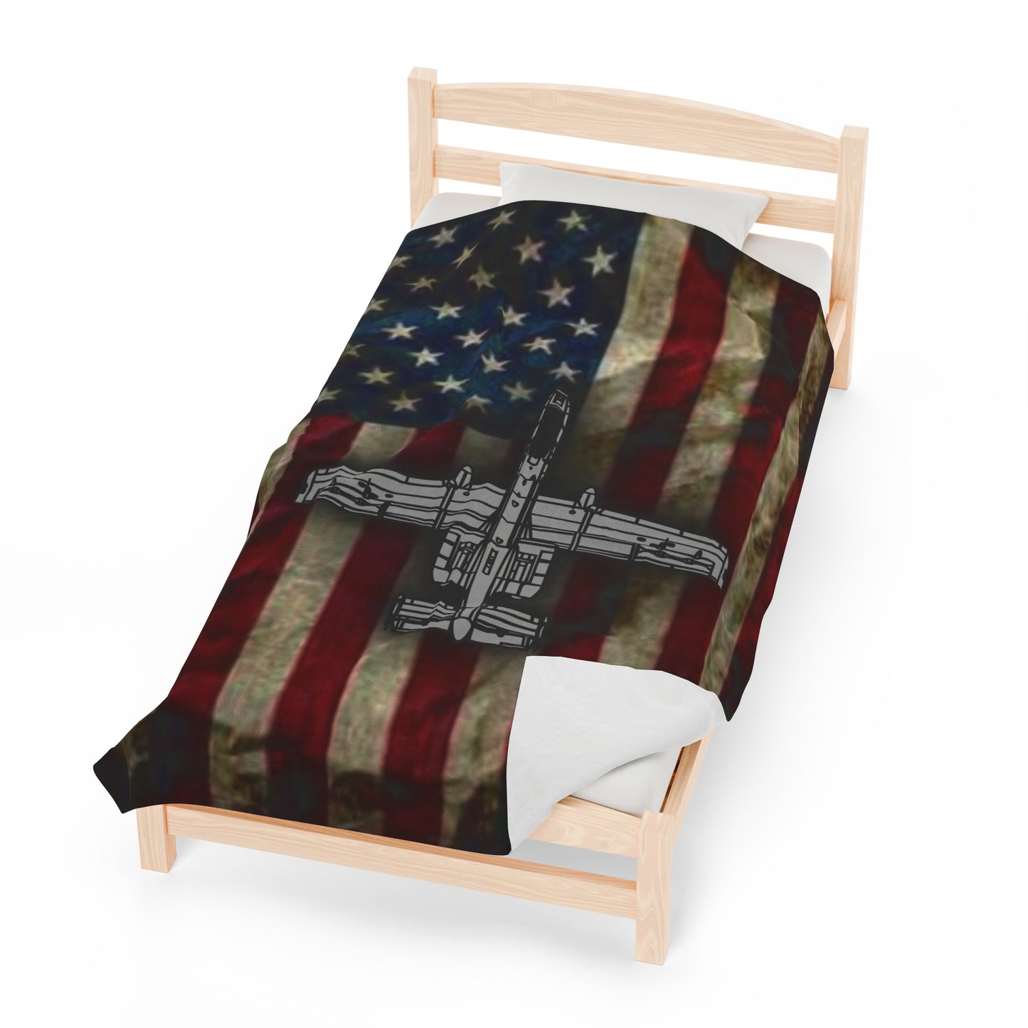 A-10 Old Glory Velveteen Plush Blanket, 3 Sizes