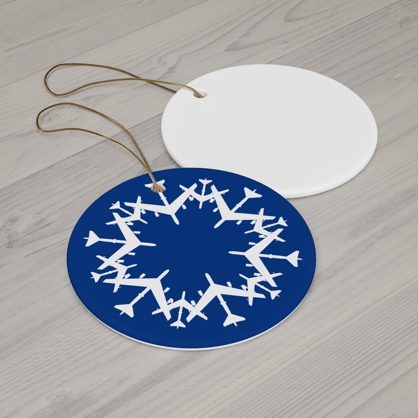 B-52H Snowflake Ceramic Ornament, 2.76", Blue