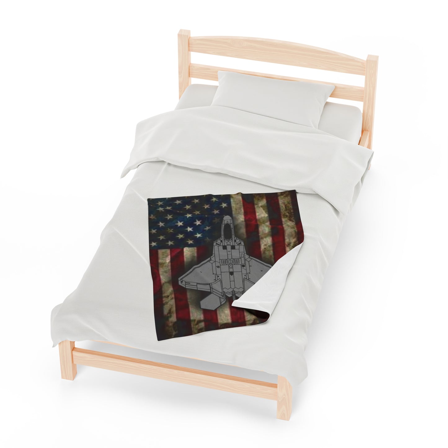 F-22 Old Glory Velveteen Plush Blanket, 3 Sizes