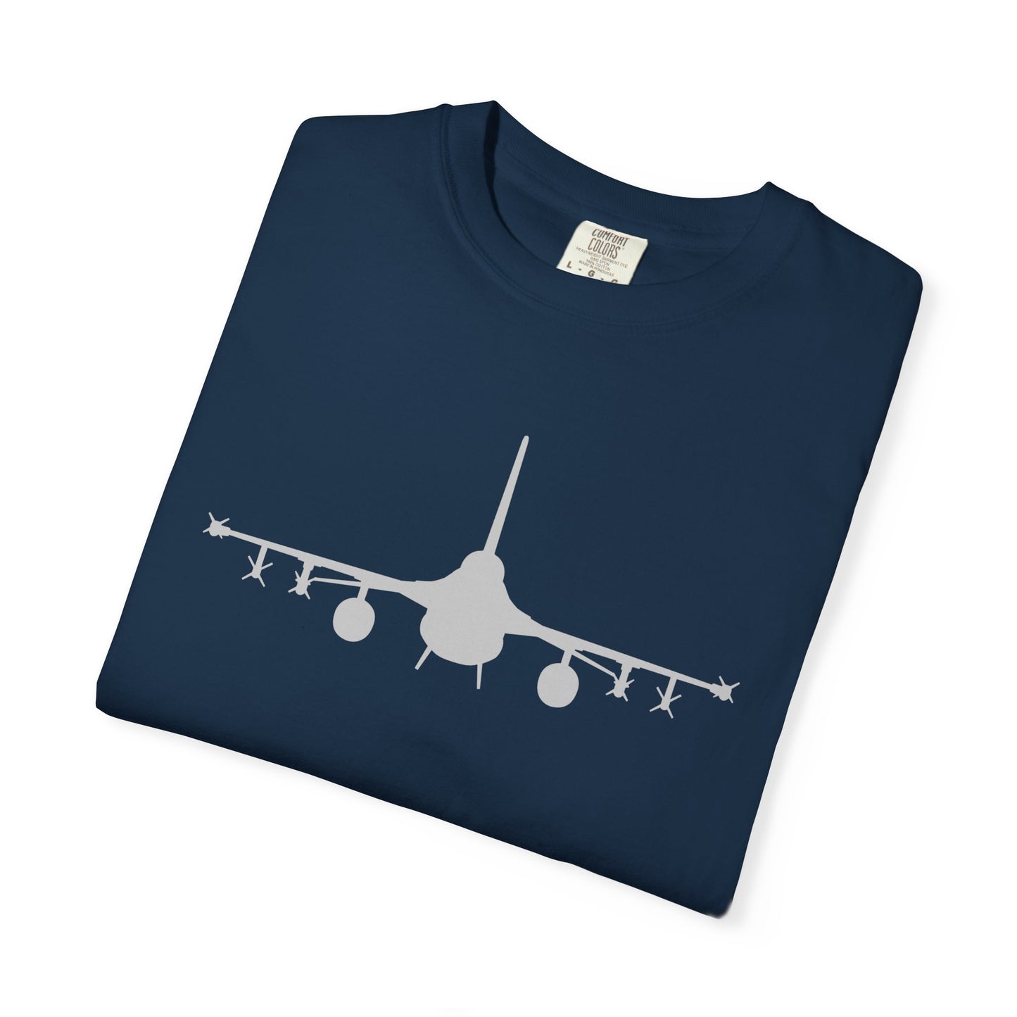 F-16 Front Silhouette Comfort Colors Unisex T-Shirt with Airplane Design, Casual Wear, Gift for Pilots, Aviation Lovers, Travel Enthusiasts, Plane Spotting