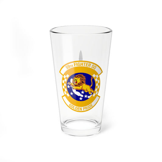 59FS "Golden Pride" Mixing Glass, 16oz, with F-15C top view on opposite side