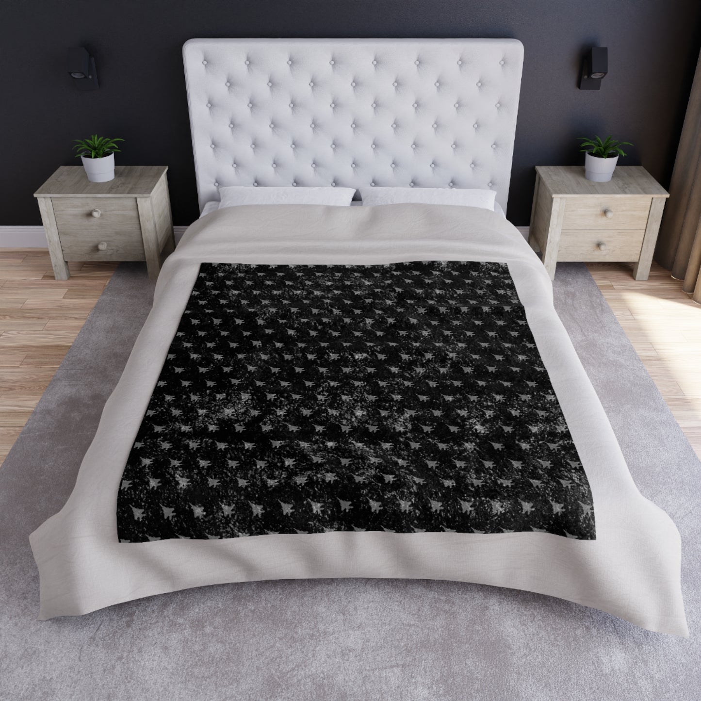 F-15E Crushed Velvet Blanket, Black, 50" x 60"