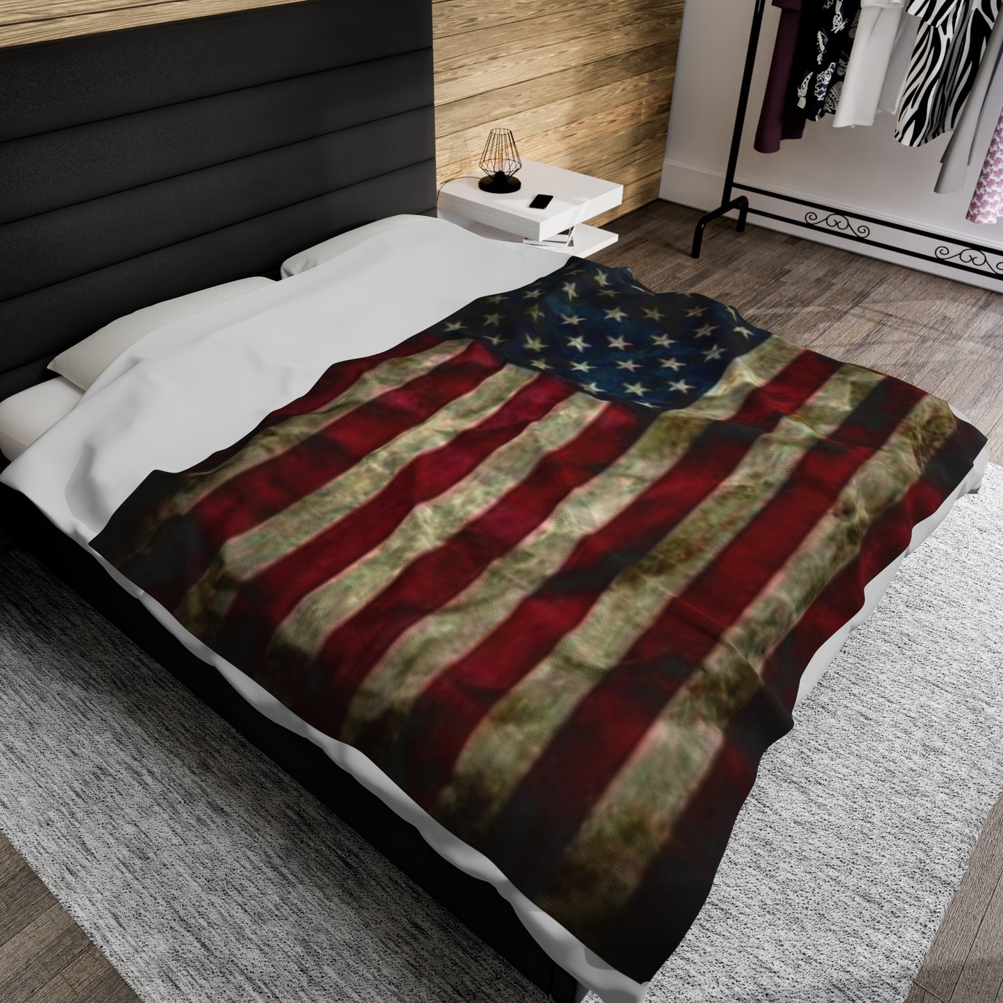 Old Glory Velveteen Plush Blanket, 3 Sizes