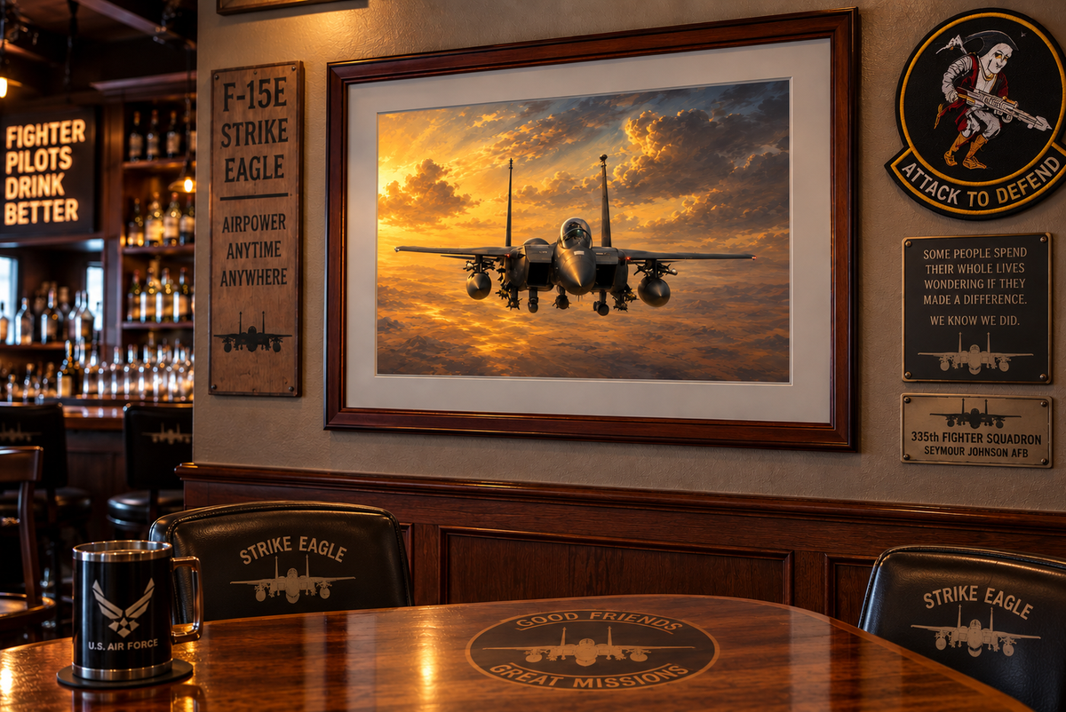 "Warhorse" F15E Strike Eagle Aviation Art Print | USAF Fighter Jet Wall Art | Military Aviation Artwork | Air Force Pilot & Veteran Gift