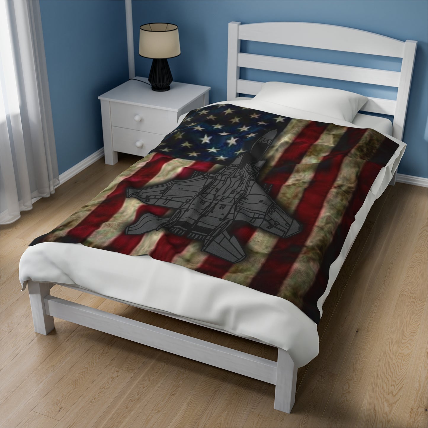 F-15E Old Glory Velveteen Plush Blanket, 3 Sizes