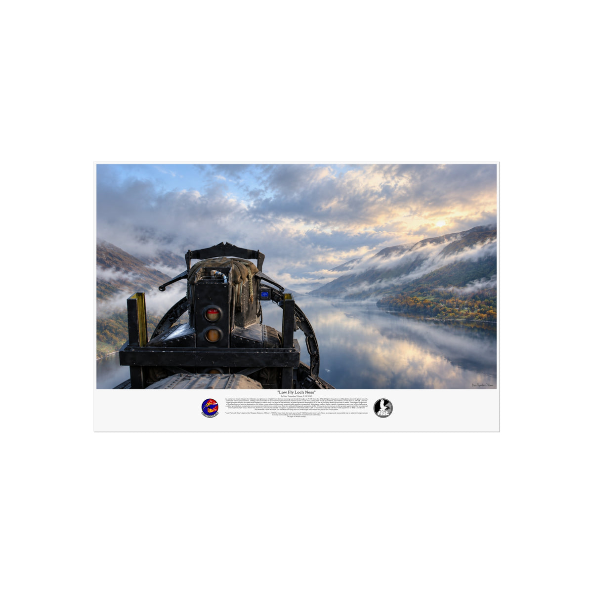F-15E Strike Eagle Aviation Art Print, Low Fly Loch Ness, USAF Fighter Jet Wall Art, Fighter Pilot Gift