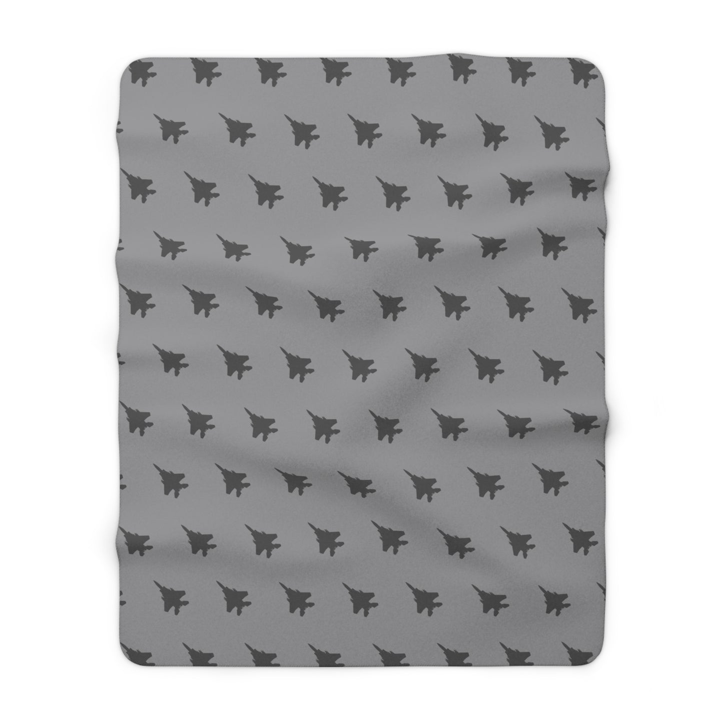 F-15E Pattern Sherpa Fleece Blanket, Grey