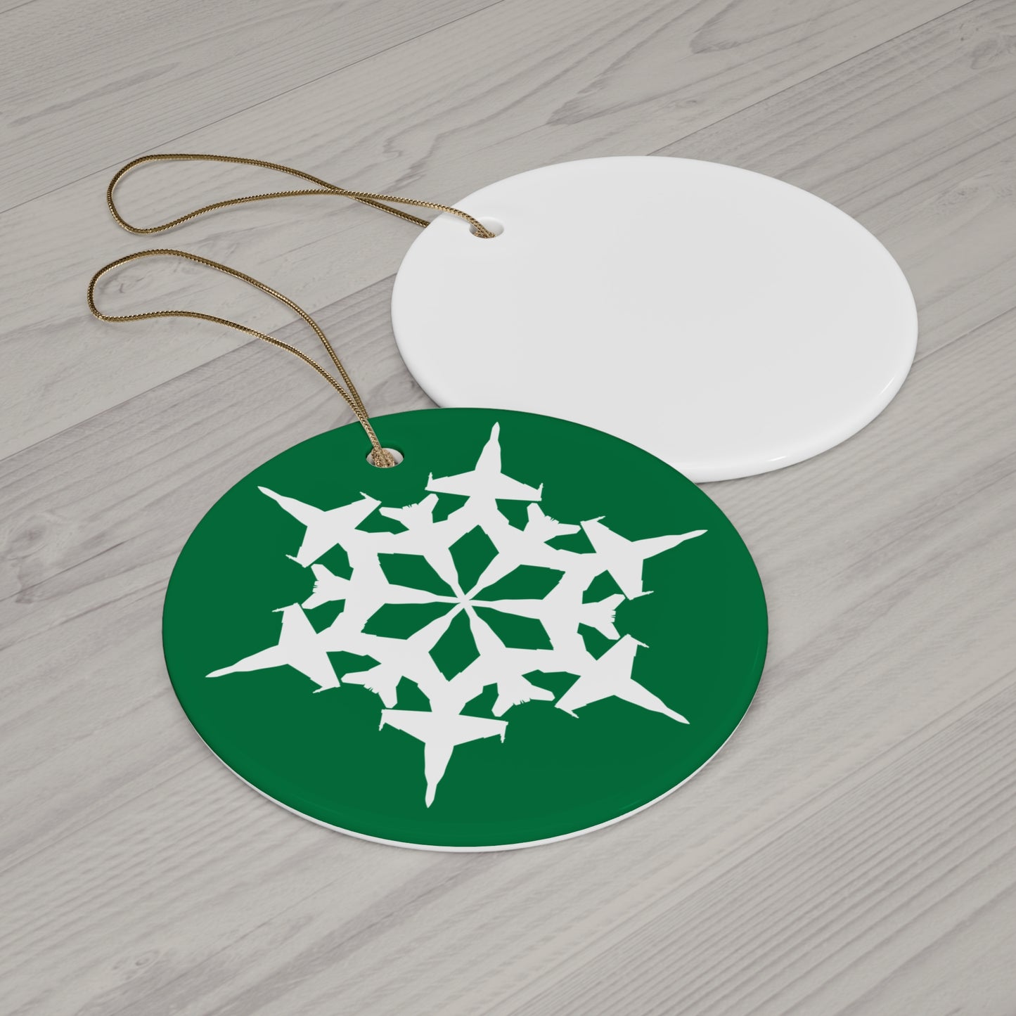 F/A-18E/F Snowflake Ceramic Ornament, 2.76", Green