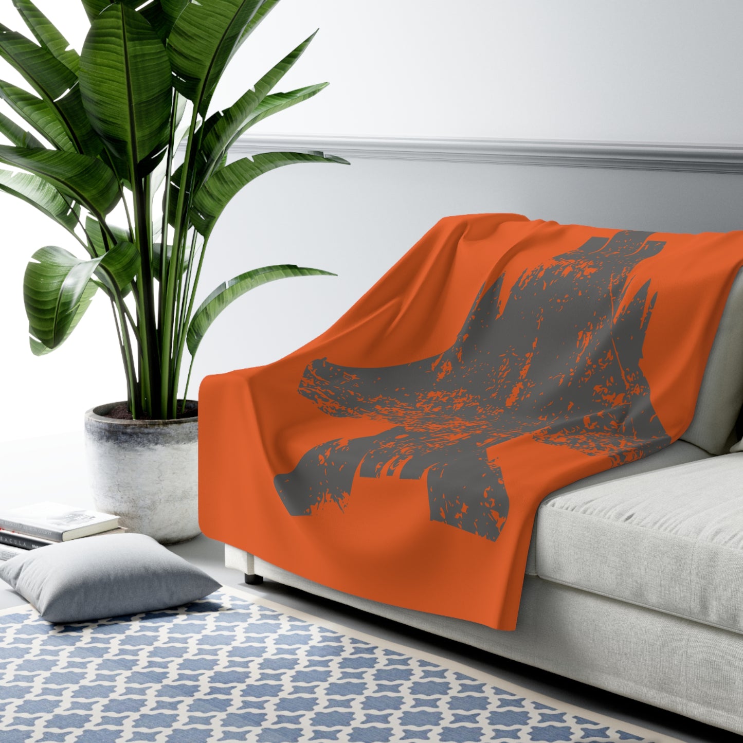 Orange Sherpa Blanket with F-15E Silhouette Graphic