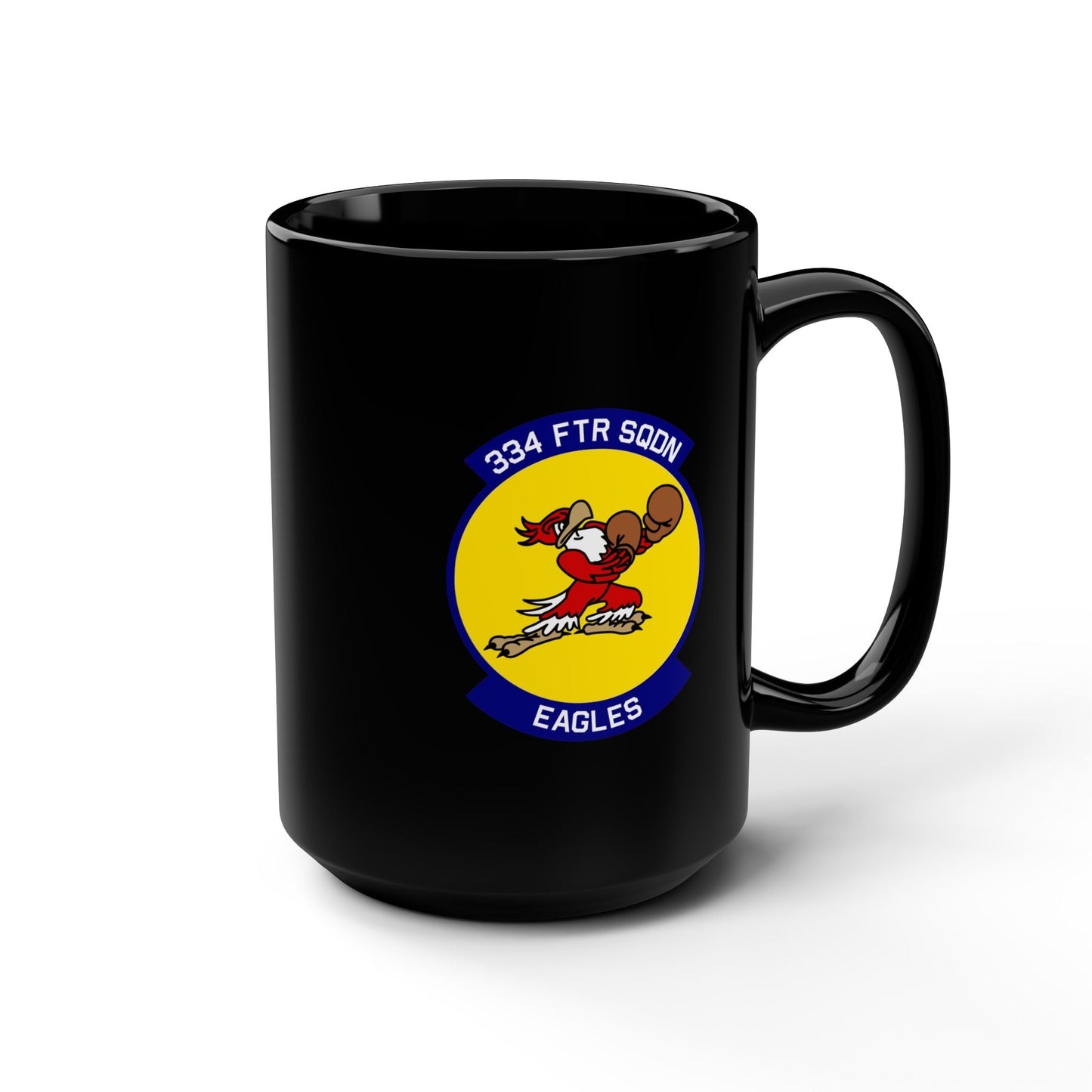 334FS & F-15E Front Silhouette Black Mug, 15oz