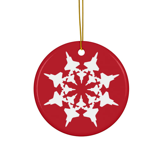 F-35A Snowflake Ceramic Ornament, 2.76", Red