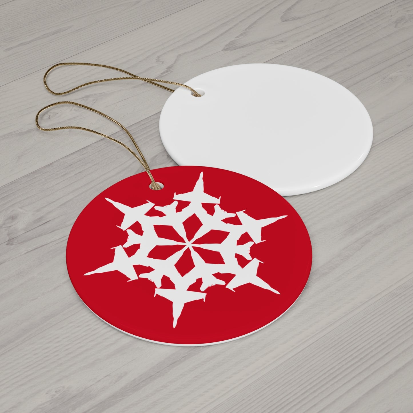 F/A-18E/F Snowflake Ceramic Ornament, 2.76", Red