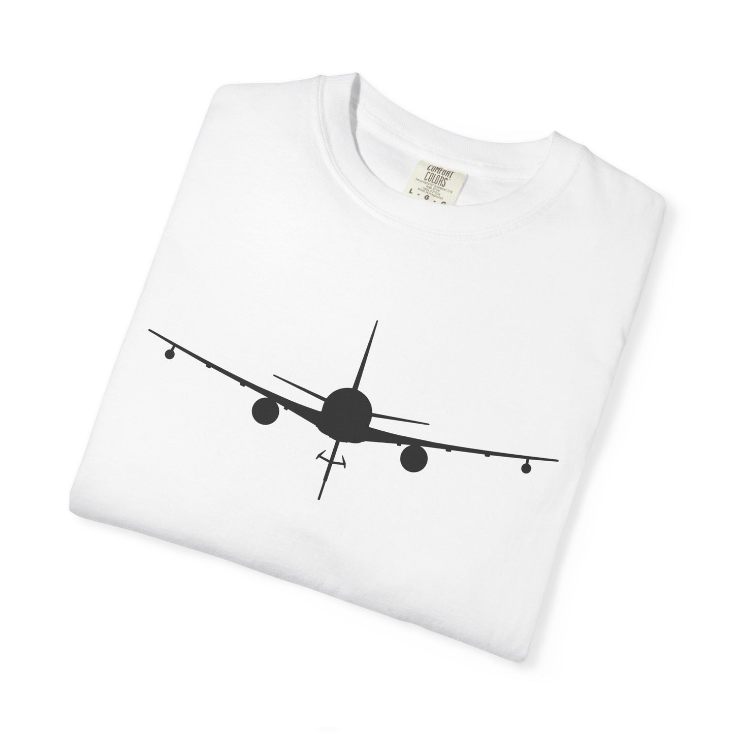 KC-46 Front Silhouette Comfort Colors Unisex T-Shirt with Airplane Design, Casual Wear, Gift for Pilots, Aviation Lovers, Travel Enthusiasts, Plane Spotting