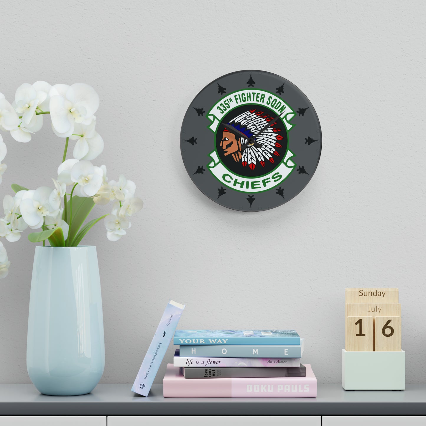 335FS "Chiefs" Acrylic Wall Clock, Round or Square Options